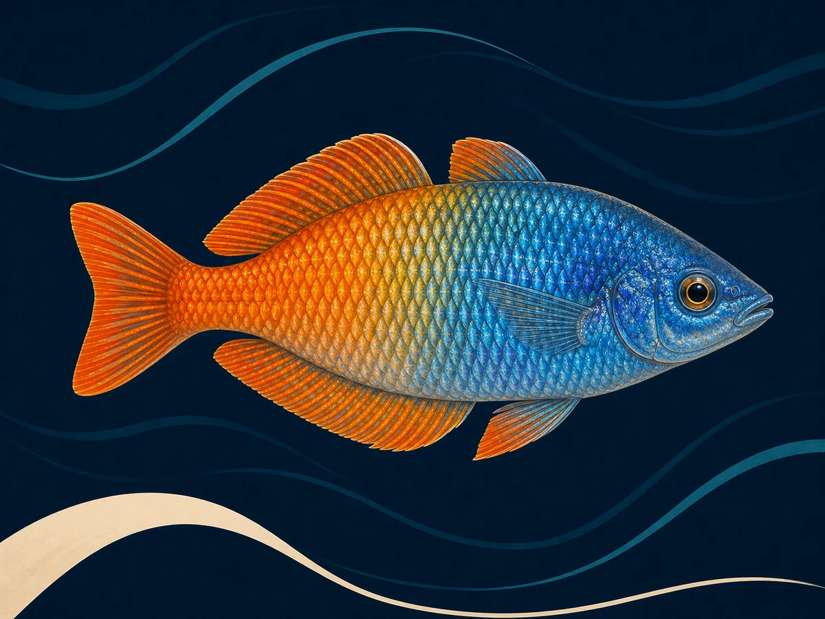 Stylized illustration of Boesemani Rainbowfish