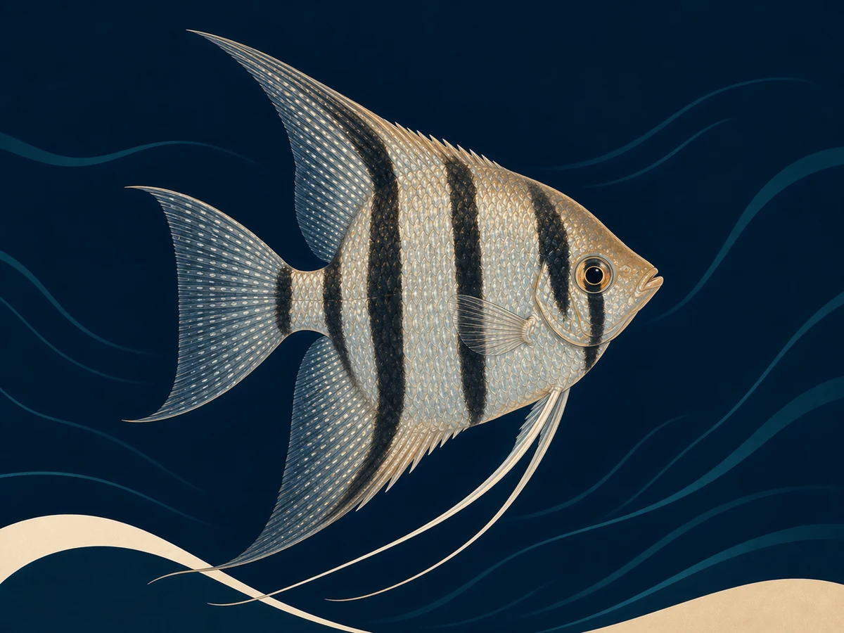 Stylized illustration of Freshwater Angelfish