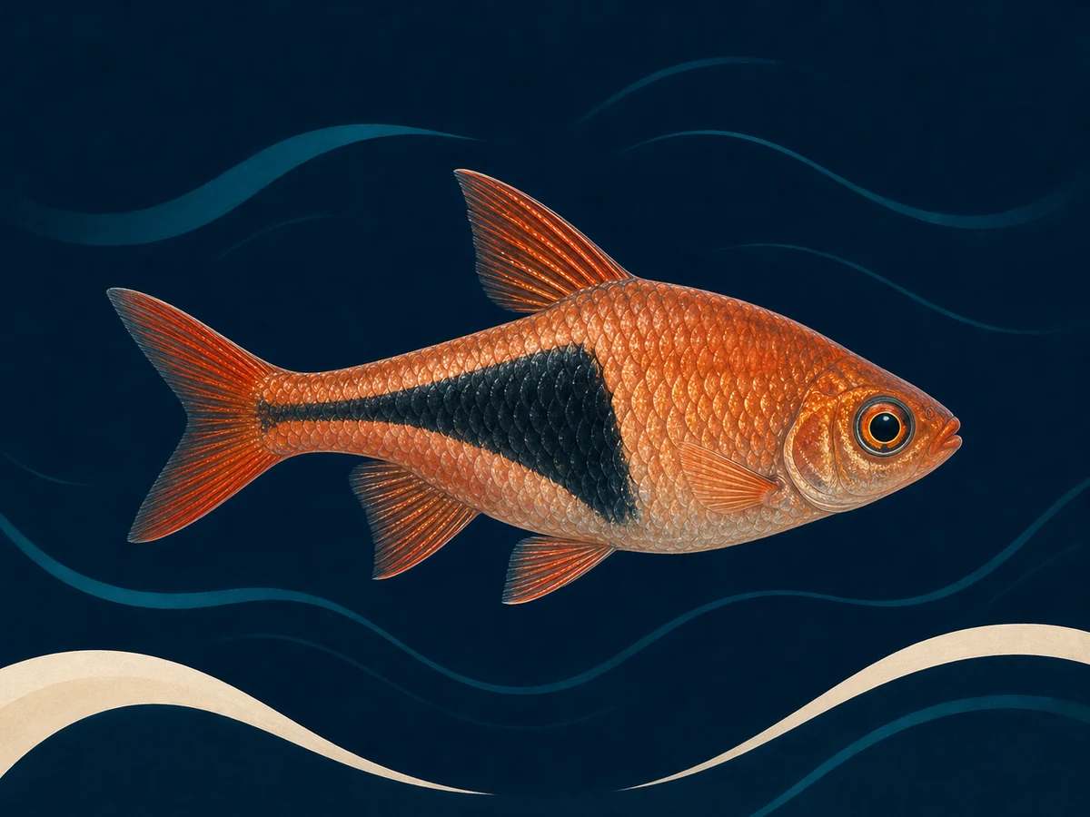 Stylized illustration of Harlequin Rasbora