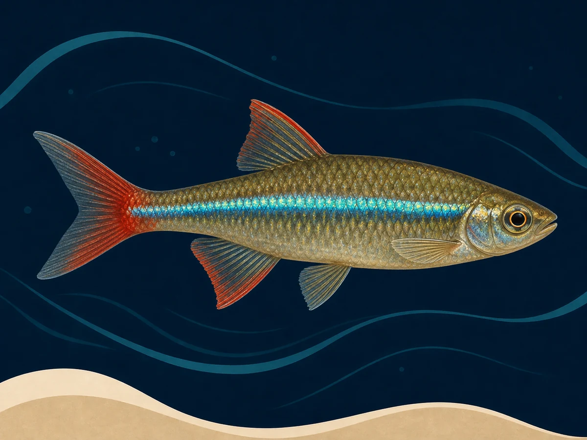 Stylized illustration of White Cloud Mountain Minnow